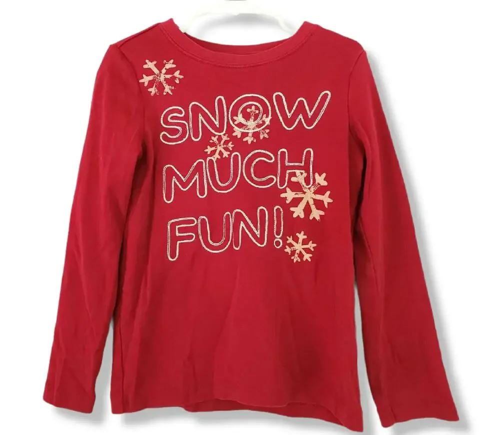 Vintage Gymboree Girls 5 Penguin Chalet Red Snow Much Fun Shirt